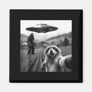Waschbär Bigfoot Selfie Ufo Lustiger Waschbär Alie Magnet