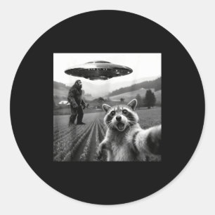 Waschbär Bigfoot Selfie Ufo Lustiger Waschbär Alie Runder Aufkleber