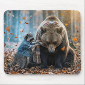 Waschbär bindet einem Bären einen Schal um Mousepad (Vorne)