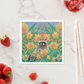 Waschbär Blumen Sommer Serviette (Beispiel)