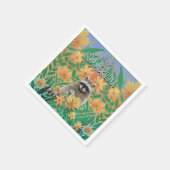 Waschbär Blumen Sommer Serviette (Ecke)