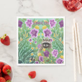 Waschbär Blumen Sommer Serviette (Beispiel)