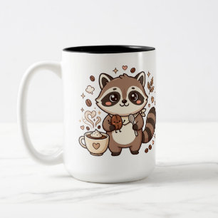 Waschbär-Bohnen-Zweifarben-Kaffeetasse Zweifarbige Tasse