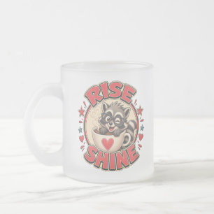 Waschbär-Cafe-Liebhaber-Illustration "Rise & Shine Mattglastasse