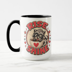 Waschbär-Cafe-Liebhaber-Illustration "Rise & Shine Tasse