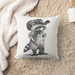 Waschbär Cowboy Lustiger Waschbär Grafik Meme Männ Kissen