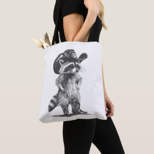 Waschbär Cowboy Lustiger Waschbär Grafik Meme Männ Tasche