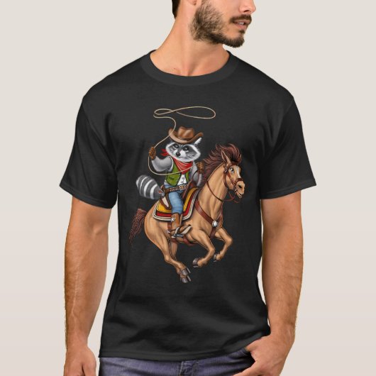 Waschbär-Cowboy-Rodeo T-Shirt (Vorderseite)