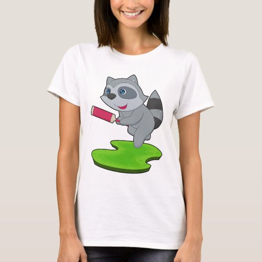 Waschbär Cricket Cricket-Schläger T-Shirt (Vorderseite)
