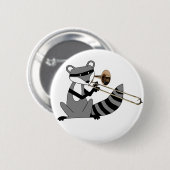 Waschbär, der den Trombone spielt Button (Vorne & Hinten)