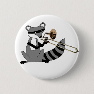 Waschbär, der den Trombone spielt Button