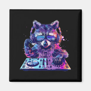 Waschbär Dj Edm Techno House Musik Lustiges Tier L Magnet