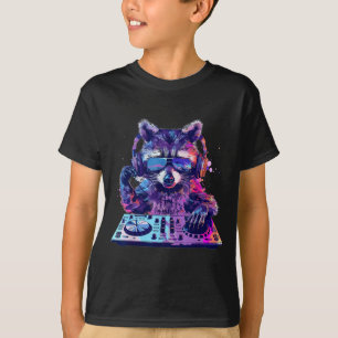 Waschbär Dj Edm Techno House Musik Lustiges Tier L T-Shirt