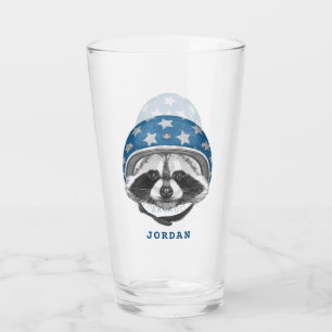 Waschbär-Draufgänger addieren Ihren Namen Glas