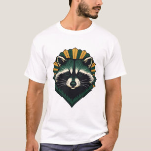 Waschbär-Emblem Mit Goldenem Strahlenkranz T-Shirt