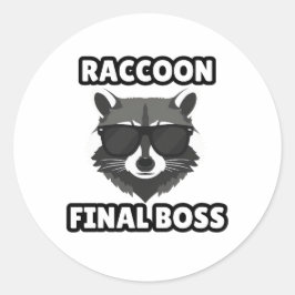 Waschbär-Endboss-Aufkleber Runder Aufkleber