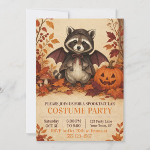 Waschbär-Fledermaus-Kostüm Halloween-Party-Einladu Einladung