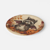 Waschbär-Fledermaus-Kostüm Halloween-Party-Teller Pappteller (Schrägansicht)