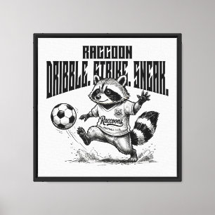 "Waschbär-Fußballstar - Dribbel-Strike-Schleich " Leinwanddruck