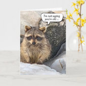 Waschbär-Geburtstagshumor Karte (Gelbe Blume)