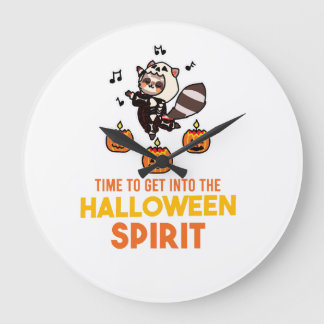 Waschbär-Geist Halloween-Kürbisparty Große Wanduhr