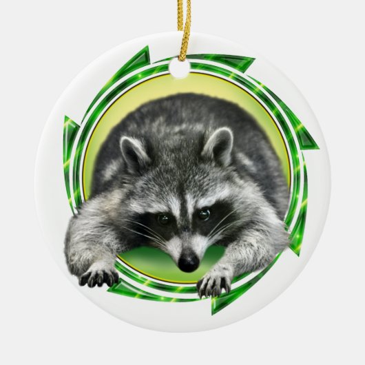 Waschbär-Gesicht Keramik Ornament (Vorne)