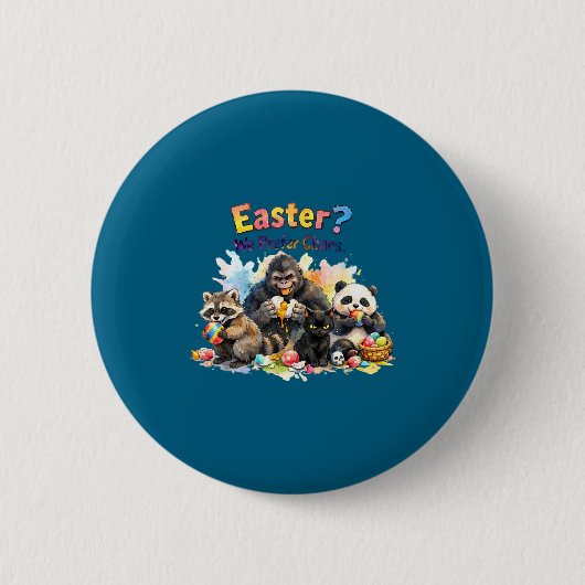Waschbär Gorilla Panda Kat Ostereier Humor Button (Vorderseite)