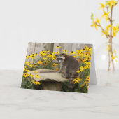 Waschbär-Gruß-Karte Karte (Gelbe Blume)