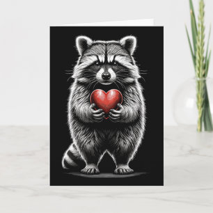 Waschbär hält Herz Valentinstag Süße Valenti Karte