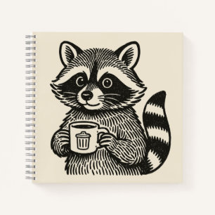 Waschbär hält lustige Kaffeetasse, Trash Panda Notizblock