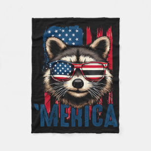 Waschbär Happy 4. Juli Waschbär Amerikanisch  Fleecedecke