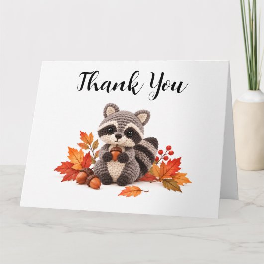 Waschbär Herbst Dankeschön Dankeskarte (Vorderseite)