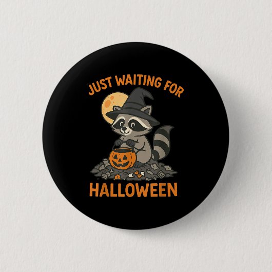 Waschbär Hexenhut Kürbis Halloween Süßigkeiten ode Button (Vorderseite)