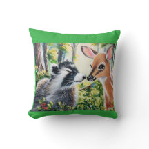 Waschbär, Hirsch-Wurfkissen