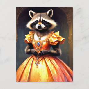 Waschbär im Abendkleid Postkarte