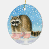 Waschbär im Rosa lädt Weihnachten oder Keramikornament (Links)