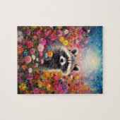 Waschbär im Wildblumenfeld Puzzle (Horizontal)