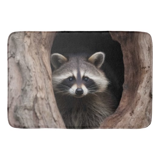 Waschbär in Baumhöhle Badematte (Vorderseite)