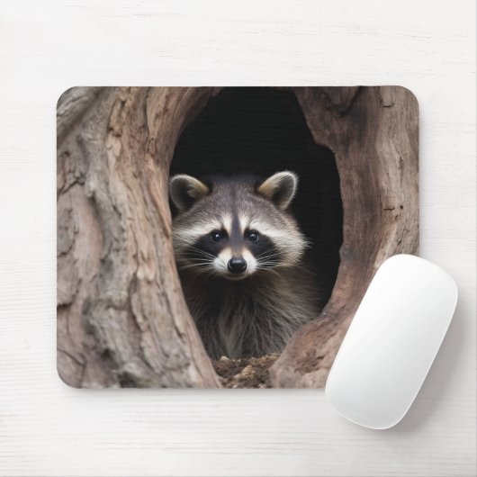 Waschbär in Baummulde  Mousepad (Mit Mouse)