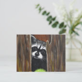 Waschbär-in-einem-Baum-Malerei Postkarte (Stehend Vorderseite)