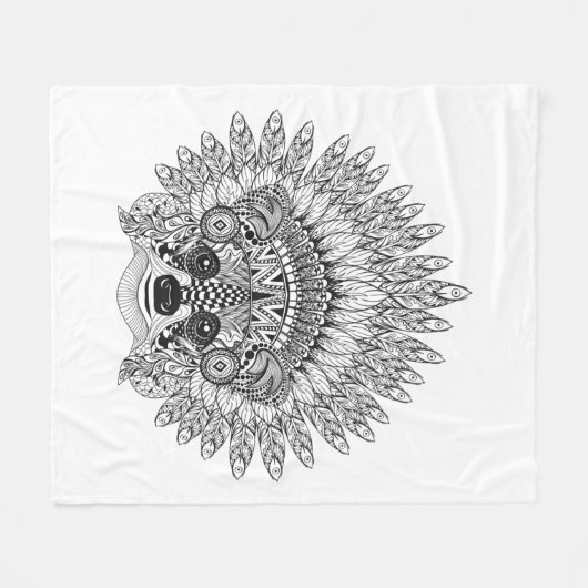 Waschbär in mit Federn versehenem Fleecedecke (Vorderseite (Horizontal))