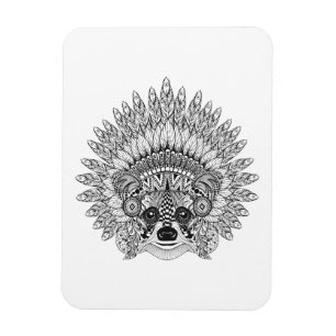 Waschbär in mit Federn versehenem Magnet