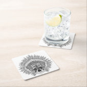 Waschbär in mit Federn versehenem Rechteckiger Pappuntersetzer (Vor Ort)