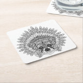 Waschbär in mit Federn versehenem Rechteckiger Pappuntersetzer (angewinkelt)