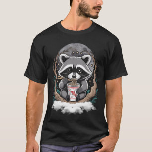 Waschbär isst Instant-Nudel-Tasse Lustiges Tier Fa T-Shirt