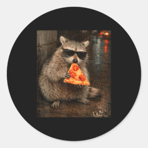 Waschbär isst Pizza-Meme lustiges Tier für Männer Runder Aufkleber