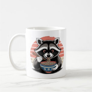 Waschbär isst Ramen im japanischen Vintage-Stil Kaffeetasse