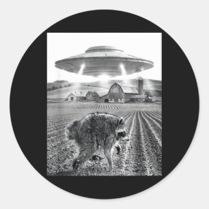 Waschbär Jimothy Selfie mit Alien Ufo Lustig Jimot Runder Aufkleber
