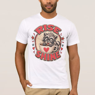 Waschbär-Kaffee-Liebhaber-Illustration "Rise & Shi T-Shirt