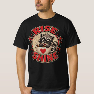 Waschbär-Kaffee-Liebhaber-Illustration "Rise & Shi T-Shirt